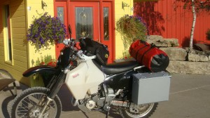 All loaded up and ready.  The Suzuki DRZ 400 RTW Edition