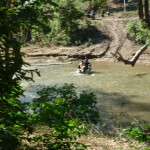Spyshot of DRZ watercrossing with river up to paniers