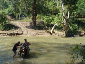 I'm spotting dean across the first water crossing.