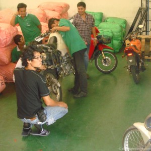 While it was once only goods destined for faraway places, the warehouse was now full of scooters and gas containers