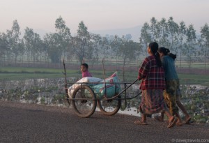 Human power was more common in Laos than any other country I've seen.  People would be walking around in the most random of places pushing or carrying things.